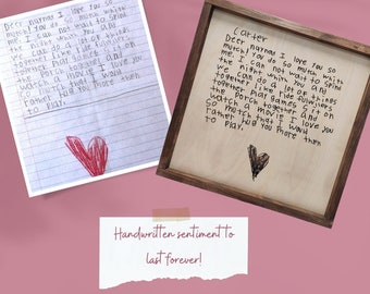 Personalized Handwriting Sign, Handwritten Engraved letter, Custom Valentine's Day Gift, Framed Hand Drawing
