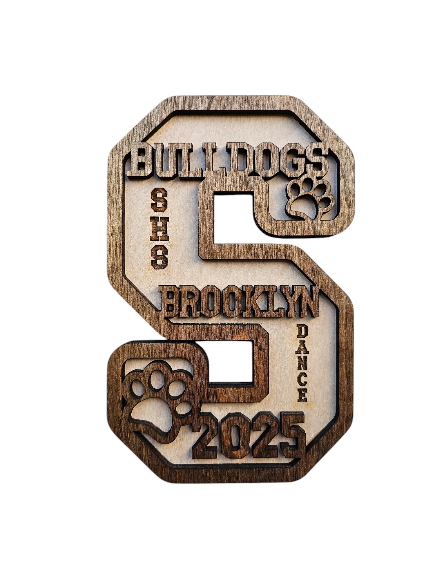 Senior Rounded Letters Personalized Senior Letter Wood Sign | Custom Double Layer Initial With ...