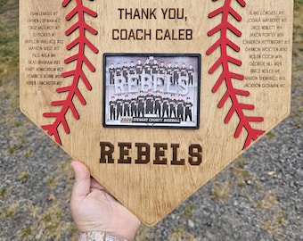 Customized Baseball Plaque Frame, Thank You Coach Gift 2026, Team picture frame, End of Season Coach Gift