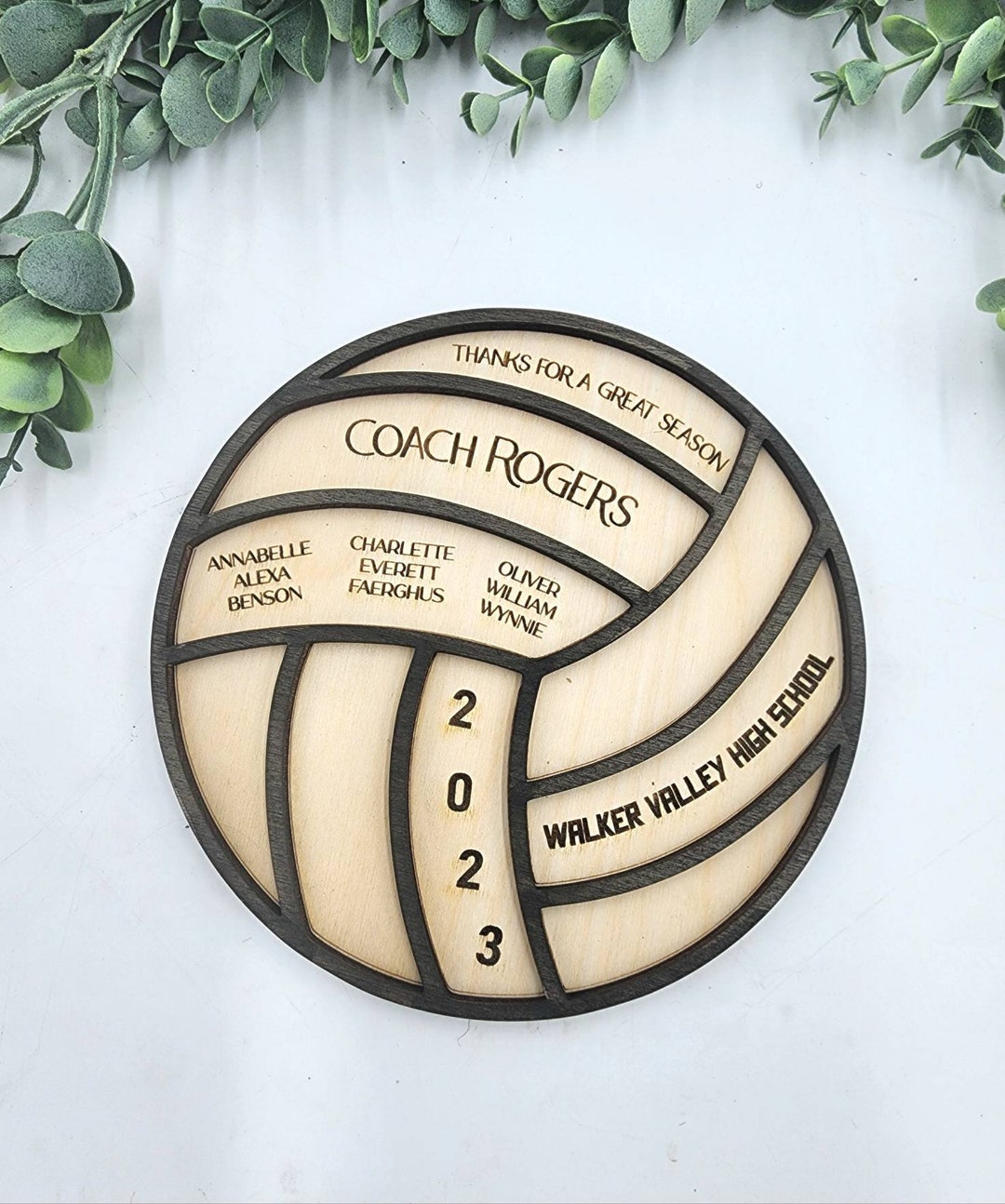 Personalized Volleyball Coach Gift Plaque, Engraved Wood