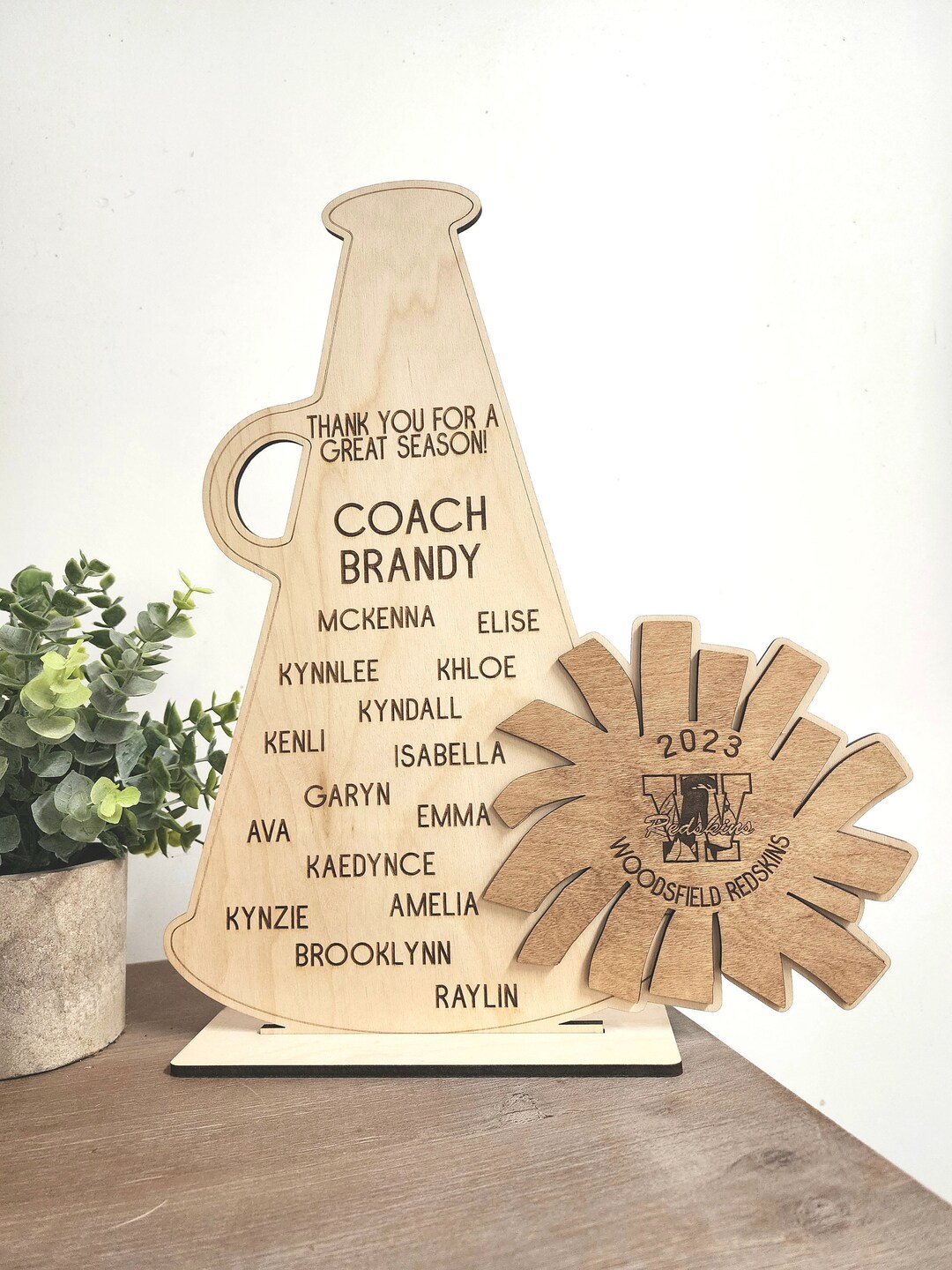 Cheerleading Trophy Custom Cheer Coach Gift Megaphone Wood Plaque For Il 1080xN.5415222305 2qot