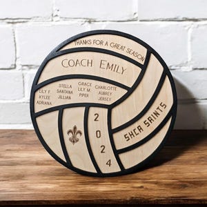 Personalized Volley Coach Plaque, Thank You Volleyball Gift, Layered Wood plaque, team award, Player senior gift, Wooden Volleyball Decor