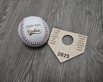 Personalized Engraved Baseball & Home Plate Ball Display | Team Gift with Player Names | Coach Gift | Custom Baseball Holder