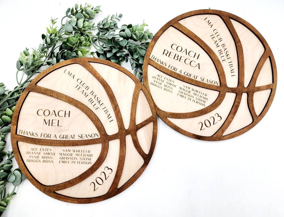 Personalized 3D Engraved Basketball Coach's Plaque| Thanks For A Great Season Award| Basketball Team Wood Layered Plaque| Coach's Thank You Gift