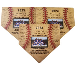 Customizable Baseball Plaque Frame, Thank You Coach 2023, Team picture frame, End of Season Coach Gift, Custom Senior gift or Coach Gift,