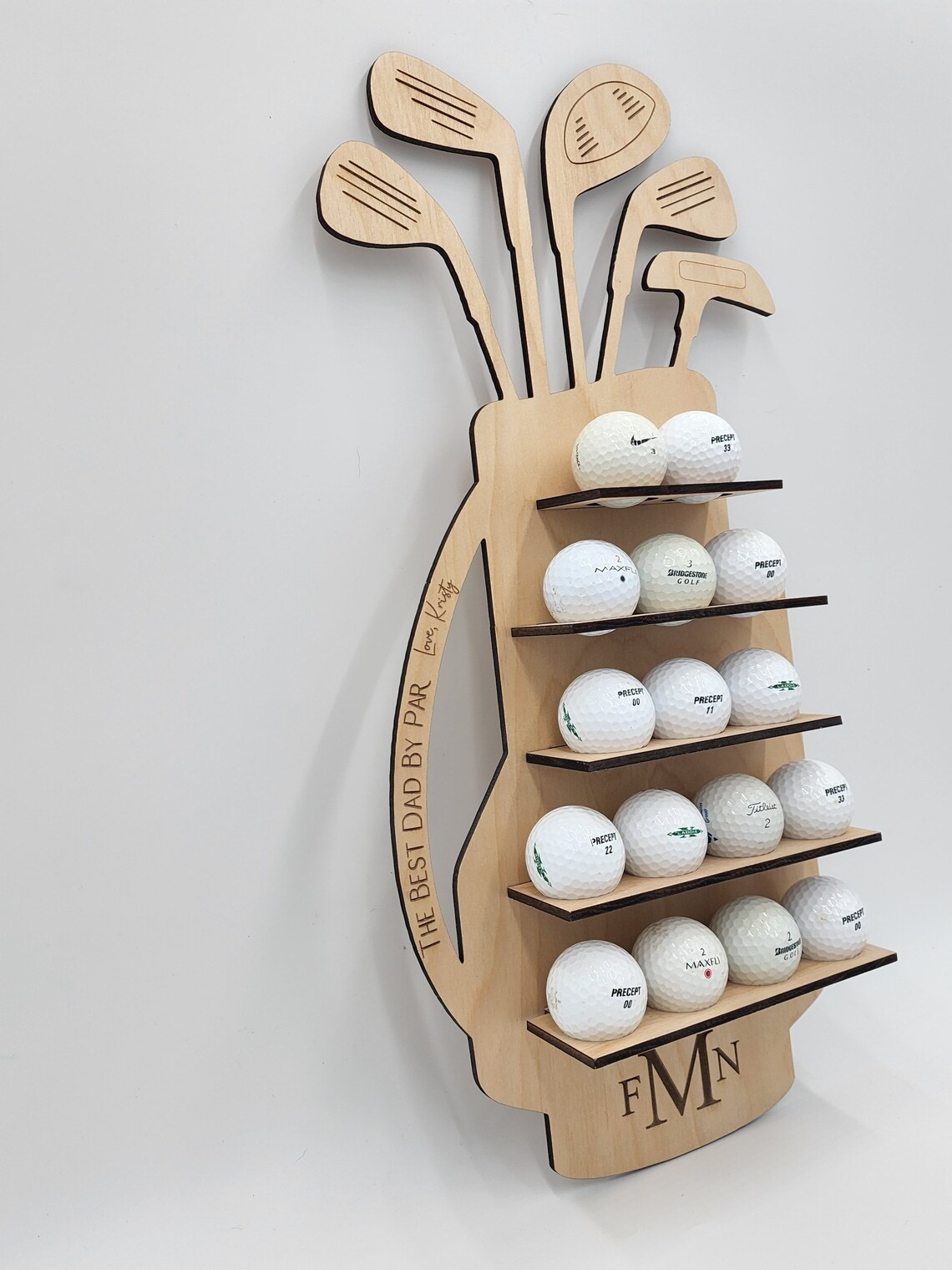 Personalized Golf Ball Display Wood Golf Bag Ball Display Etsy