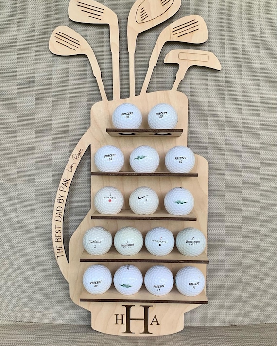 Personalized Golf Ball Display Wood Golf Bag Ball Display Etsy