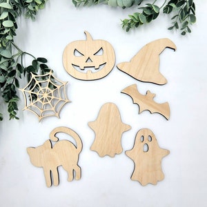 Halloween Pumkin Jack O Lantern,  Craft wood Pumpkin blanks DIY craft blanks, Fall Crafts, Wood Blank Shapes, Ghost Bat Spider Web Witch Hat