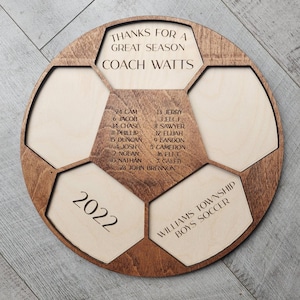 Personalized Soccer Team Coach&#39;s Plaque, Thanks For A Great Season Award, players stats, senior gift, Custom Soccer Trophy