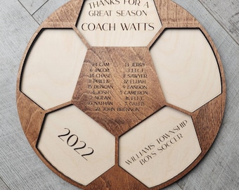 Personalized Soccer Team Coach's Plaque, Thanks For A Great Season Award, players stats, senior gift