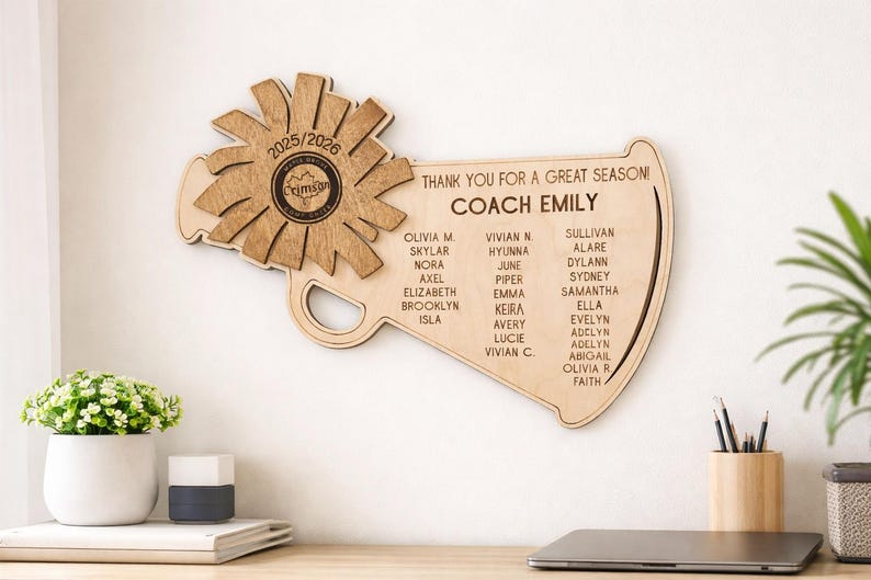 Cheer Coach Gift, Cheerleading Plaque, team gift to coach, great season award, Thank You Coach 2025 2026 Cheer image 1