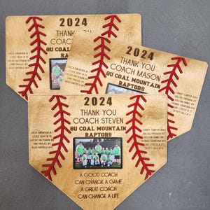 Customizable Baseball Plaque Frame, Thank You Coach 2024, Team picture frame, End of Season Coach Gift, Custom Senior gift or Coach Gift