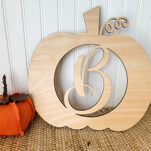 Craft wood Pumpkin with Monogram, Unfinished Pumpkin Blank, Fall Craft, Door Hanger, Monogram Pumpkin, Fall Decor, DIY Pumpkin, Craft Supply