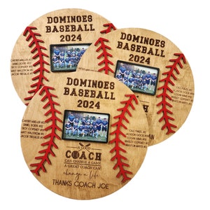 Custom Baseball Shaped Wooden Plaque with 3D Laces, Personalized Coach Gift with Picture, Baseball Decor Keepsake