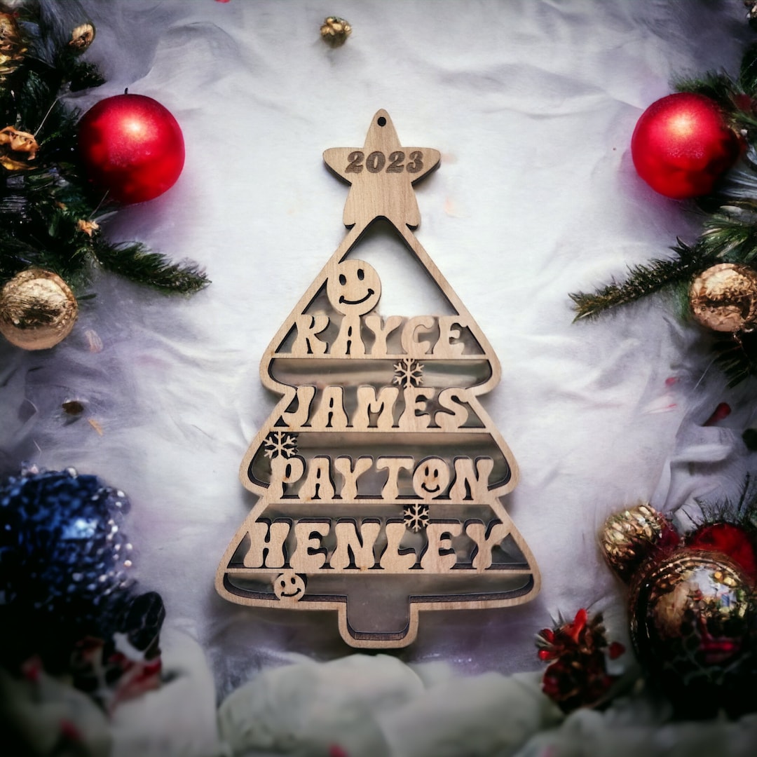 Personalized Christmas Ornaments Family Of 1 2 3 4 5 6 7 8 9 10 Custom Wooden Ornament Customized Christmas Decorations Gifts Family Of 8