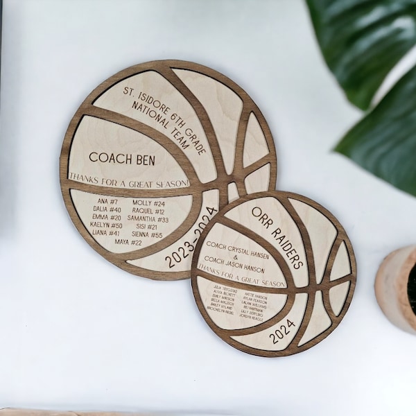 Personalized Basketball Coach Gift, Thanks For A Great Season, Basketball Team Wood Layered Plaque, 2026 Basketball Season