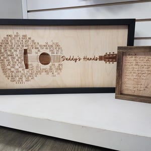 Custom Song Lyrics Guitar Sign • Laser Engraved Wood Wall Art • Personalized Music Gift • Anniversary • Wedding Gift • Handmade Framed Sign Black Frame