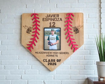 Personalized Baseball Home Plate Sign with Photo | Custom Wooden Baseball Plaque | Senior Night Gift | Coach or Player Gift | Class of 2026
