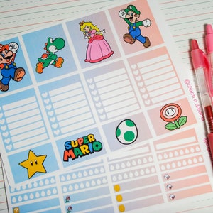 Videospiel inspiriert wöchentlich 1,5 Zoll vertikale Kit-einfache Planner Aufkleber-MARI0 Planner Aufkleber theBEARaccessories
