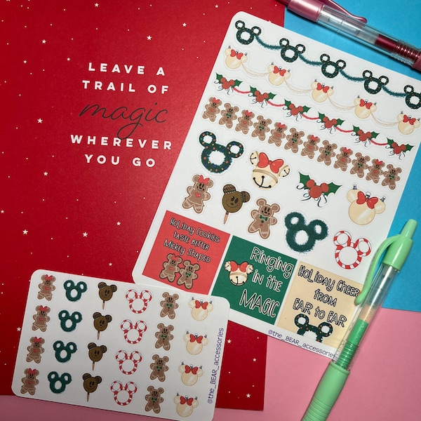 Holiday Sticker Set- Mickey inspo holiday planner stickers - hand drawn stickers - The Bear Accessories