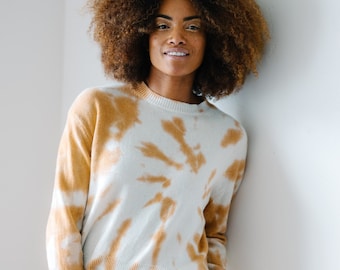 Cashmere Tie Dye Crewneck Sweater / Copper