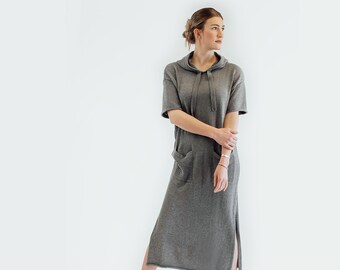 Cotton Hoodie Dress / Graphite Gray