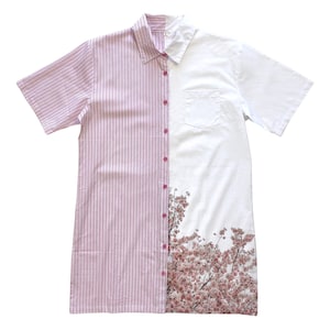 Two Tone Mini Shirt Dress / Cherry Blossom