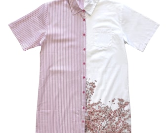 Two Tone Mini Shirt Dress / Cherry Blossom