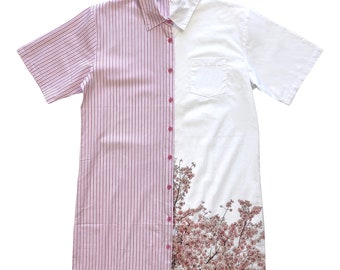 Two Tone Mini Shirt Dress / Cherry Blossom