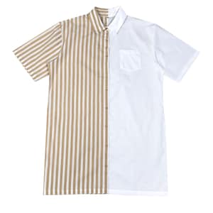 Two Tone Mini Shirt Dress / Yellow Stripe