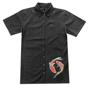 Two Tone Mini Shirt Dress / Koi Fish