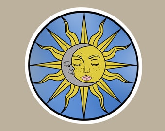 vintage sun & moon sticker