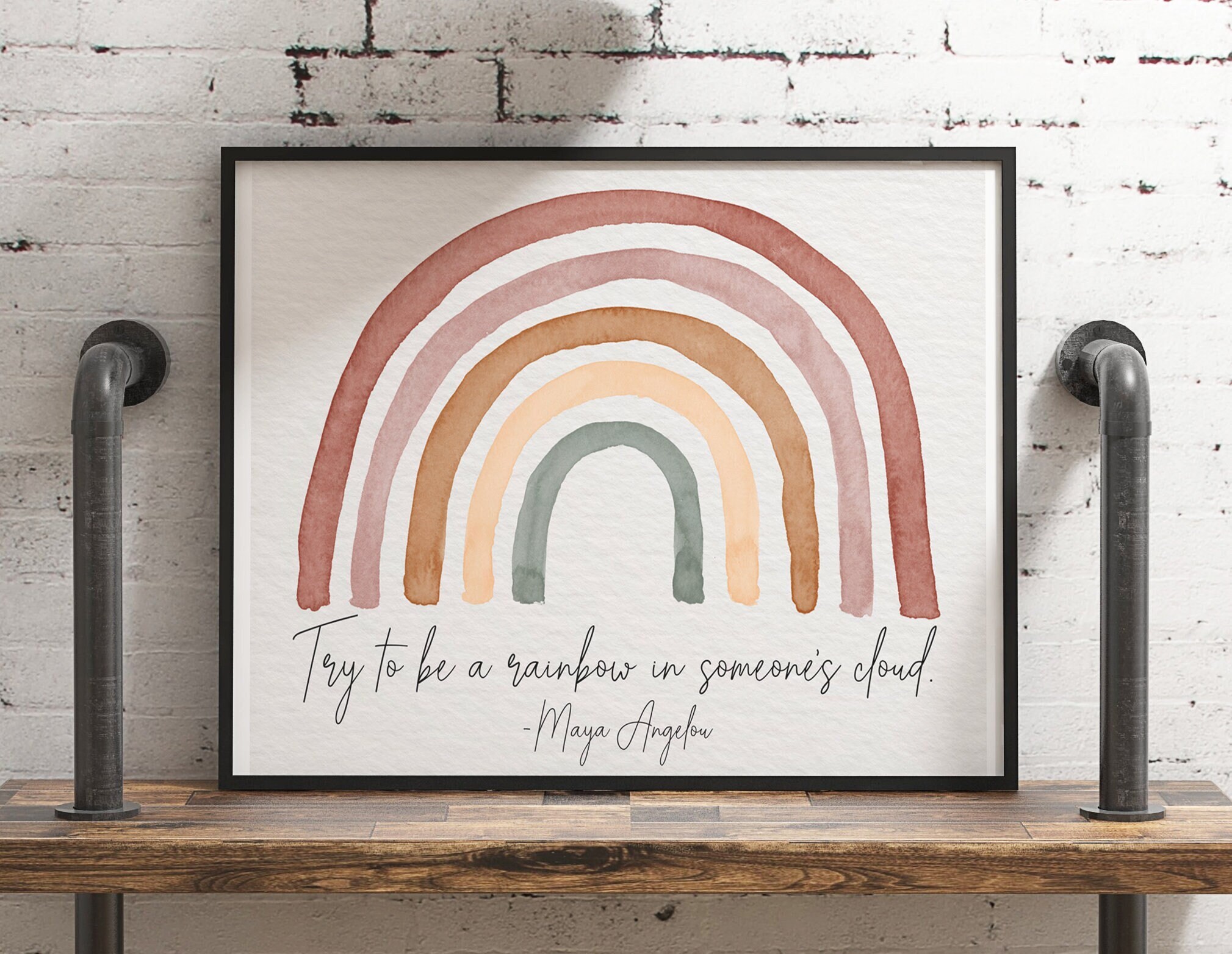 Dazzlewall 9pcs Boho Motivational Wooden Wall Signs - Rainbow Affirmation Nursery Decor, 11.8x1.6 Inches - View #7