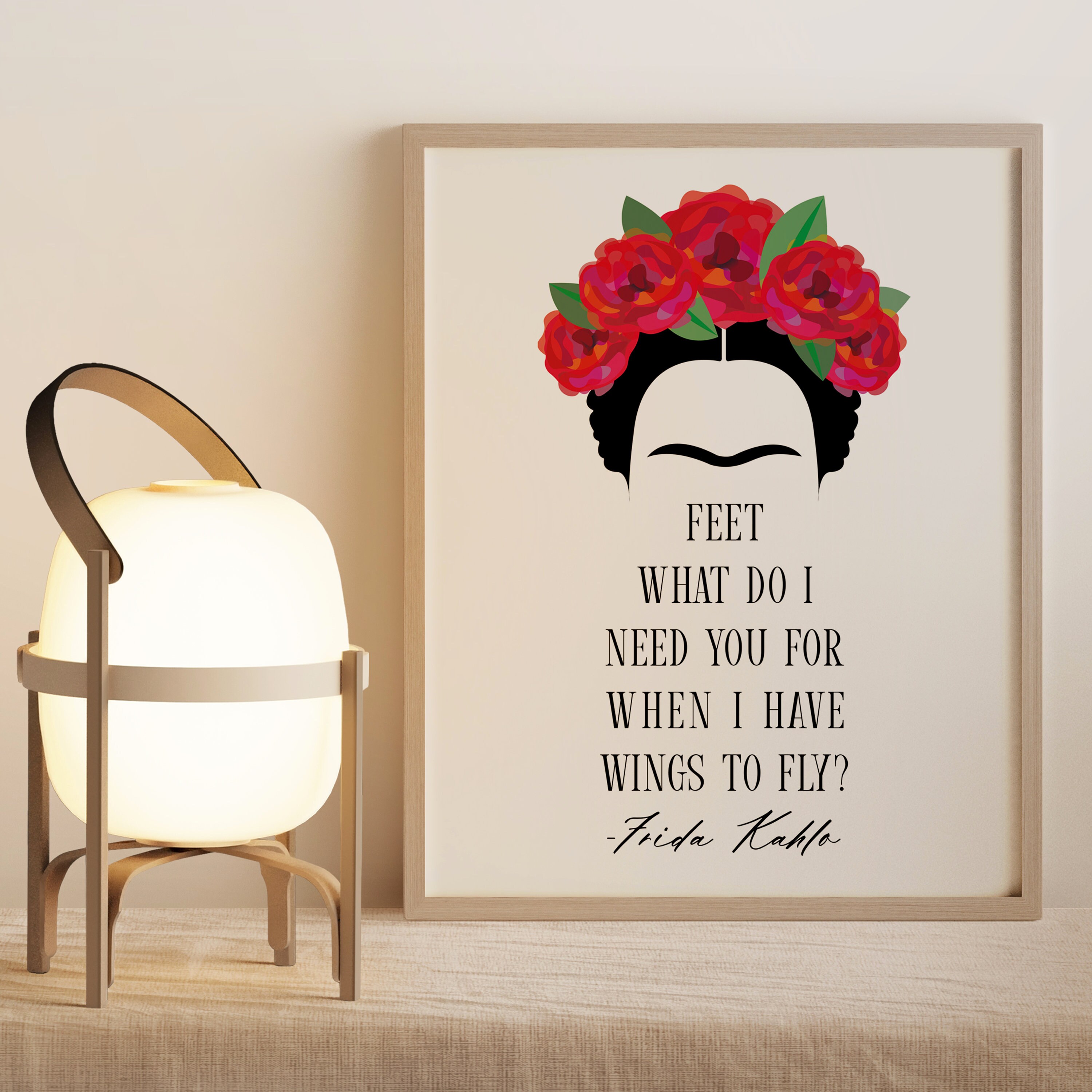 Feet What Do I Need You For Frida Kahlo Quote Wall Art Bohemian