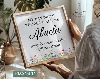 Personalized "My Favorite People Call Me Abuela” Print - Custom Grandkids Names - Mother’s Day Gift - Framed Wall Art