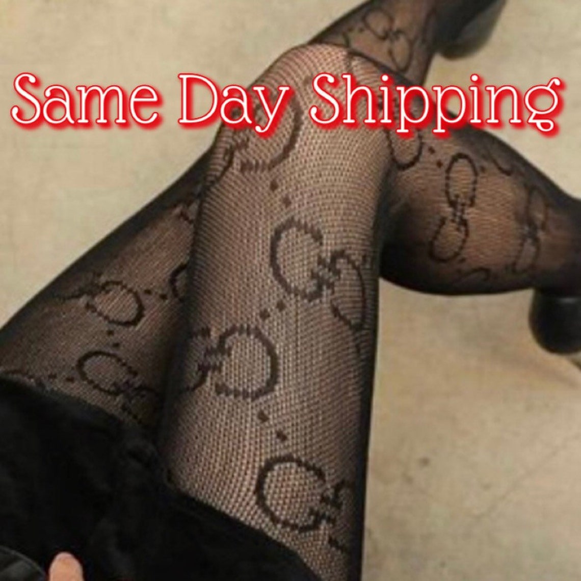 High Quality Black Monogram Big GG Designer Inspired Tights Etsy