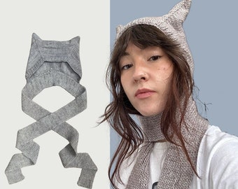 PATTERN Cat Hat with Scarf beginner-friendly knitting pattern