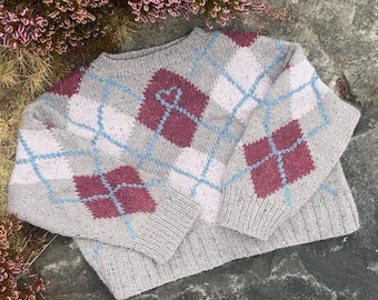 PATTERN The Heath Sweater argyle jumper knitting pattern