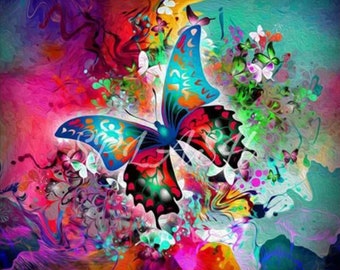 US Seller Free Shipping Multi Colored Butterfly Full Round Drill Diamond Art Painting