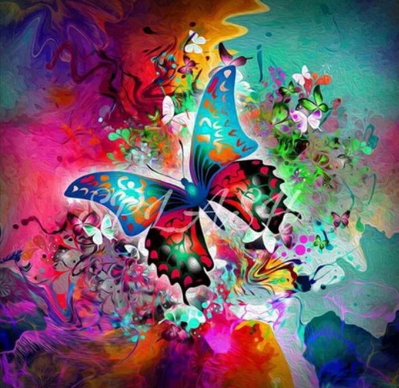US Seller Free Shipping Multi Colored Butterflies Partial Round Drill Diamond Art Painting Kit