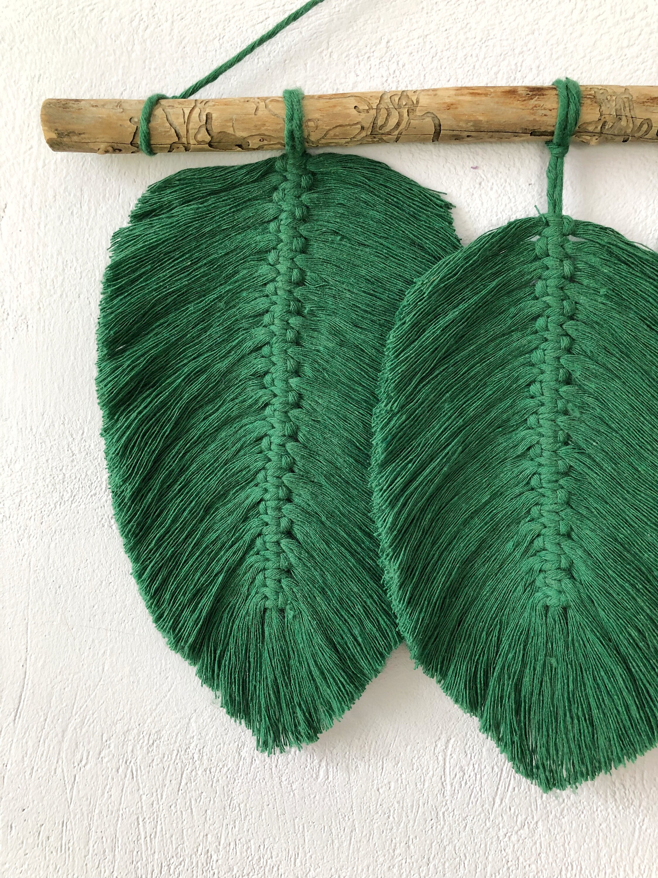 Green Leaves Macrame Wall Hanging is Bohemian Wall Art. Etsy