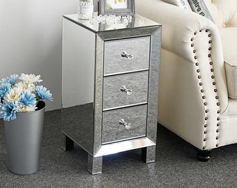 In the video i will share how to make your own mirrored nightstands!w h a t y o u ' l l n e e d:nightstand or ikea rast chestmirrored. mirrored nightstand etsy