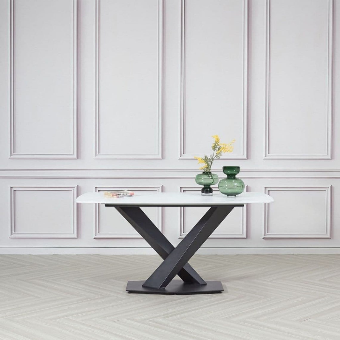 Unique Dining Table Sintered Stone Square White Top 160x80 Etsy