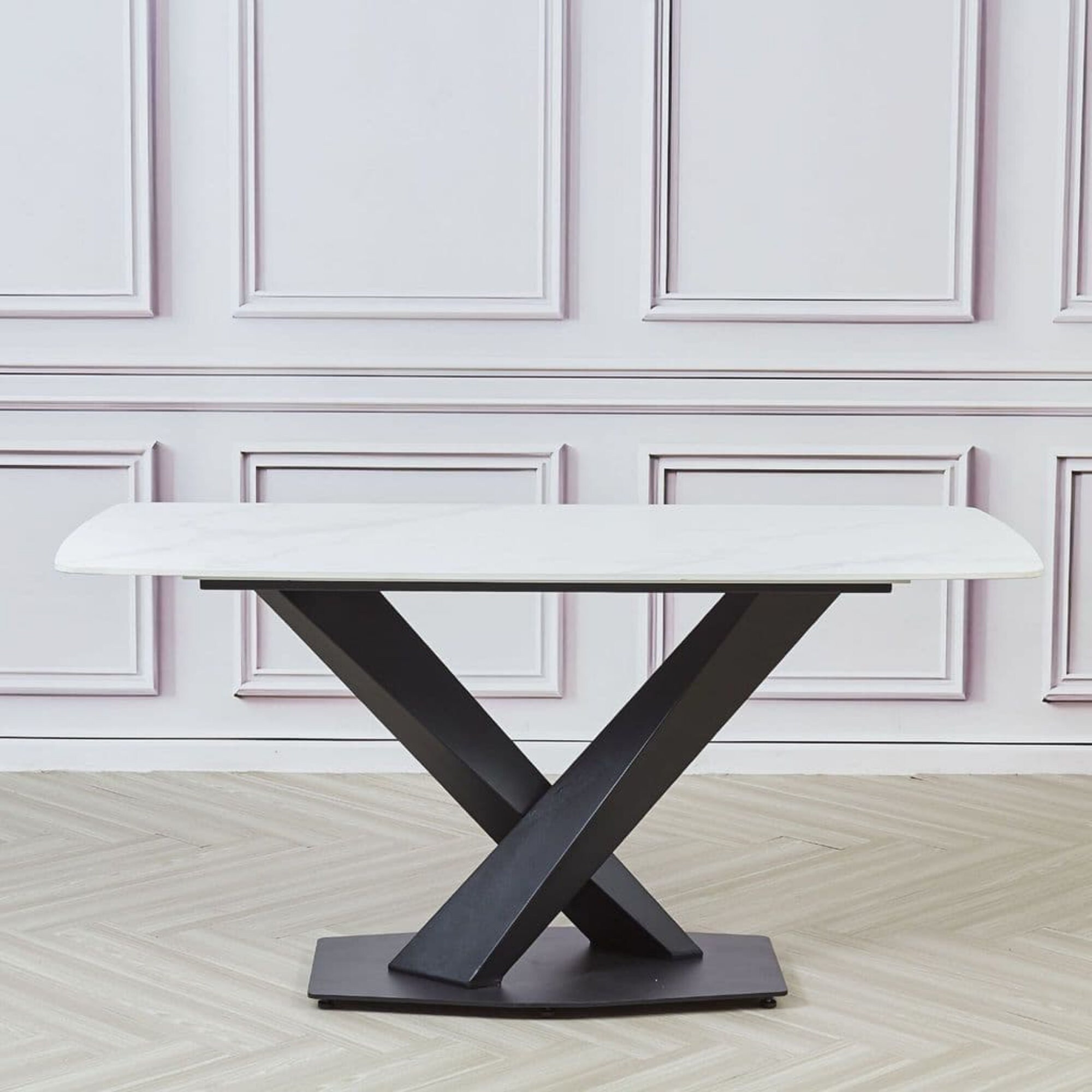 Unique Dining Table Sintered Stone Square White Top 160x80 Etsy