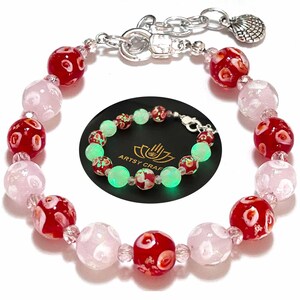 Glow in The Dark Firefly Beads Bracelet, Handmade in USA, Jellyfish Luminous Murano Glass Beads Jewelry Mermaid Crystal Inspirational Gift