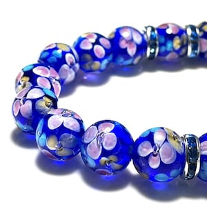 ARTSY CRAFTS 20 Pcs 12mm Handmade Flower Glass Beads, European Murano Beads, Lampwork Crystal Beads for Jewelry Making