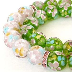 ARTSY CRAFTS 20 Pcs 12mm Handmade Flower Glass Beads, European Murano Beads, Lampwork Crystal Beads for Jewelry Making