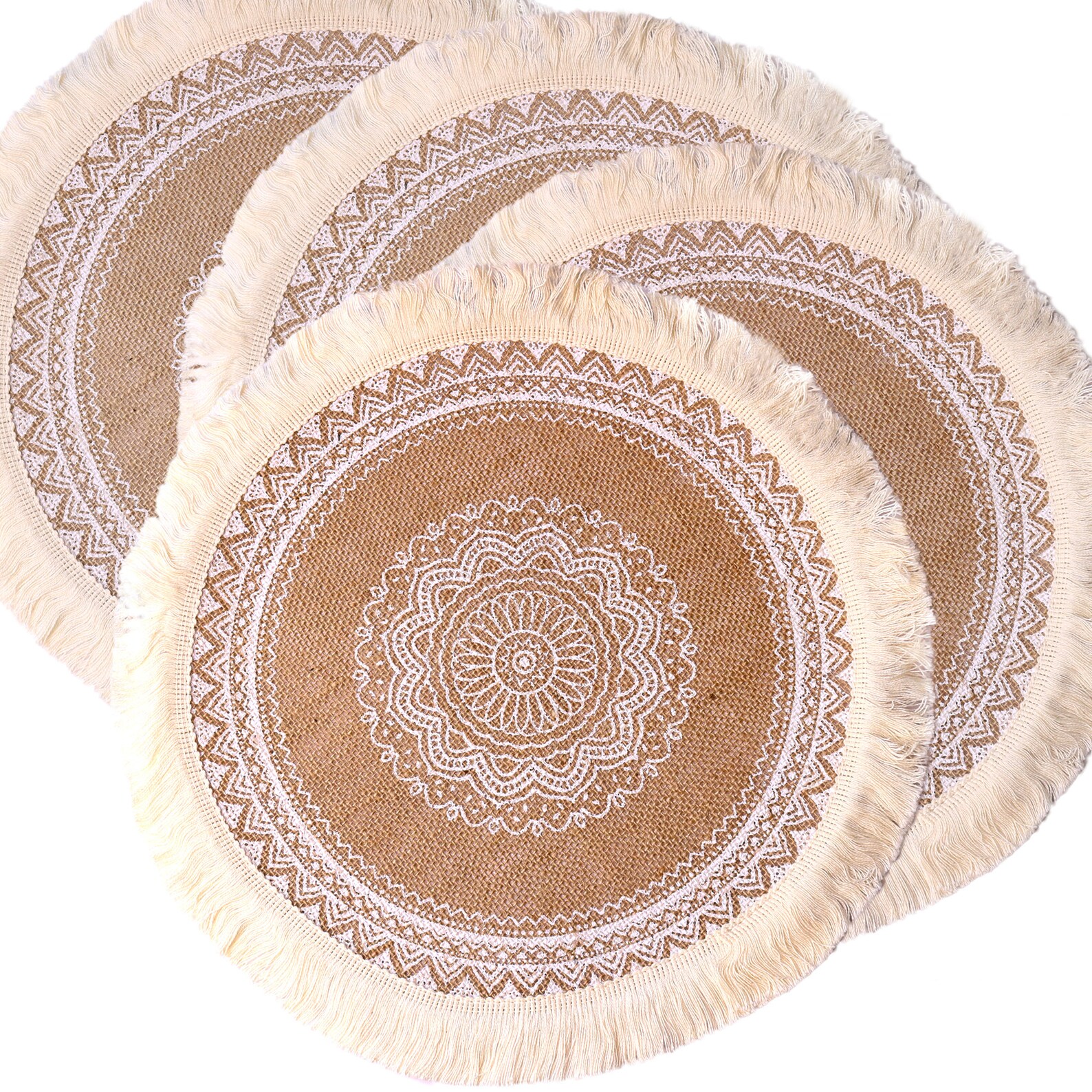 Set of 4 Round Burlap Placemats 15 Boho Placemats with Etsy