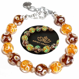 Glow in The Dark Firefly Beads Bracelet, Handmade in USA, Jellyfish Luminous Murano Glass Beads Jewelry Mermaid Crystal Inspirational Gift