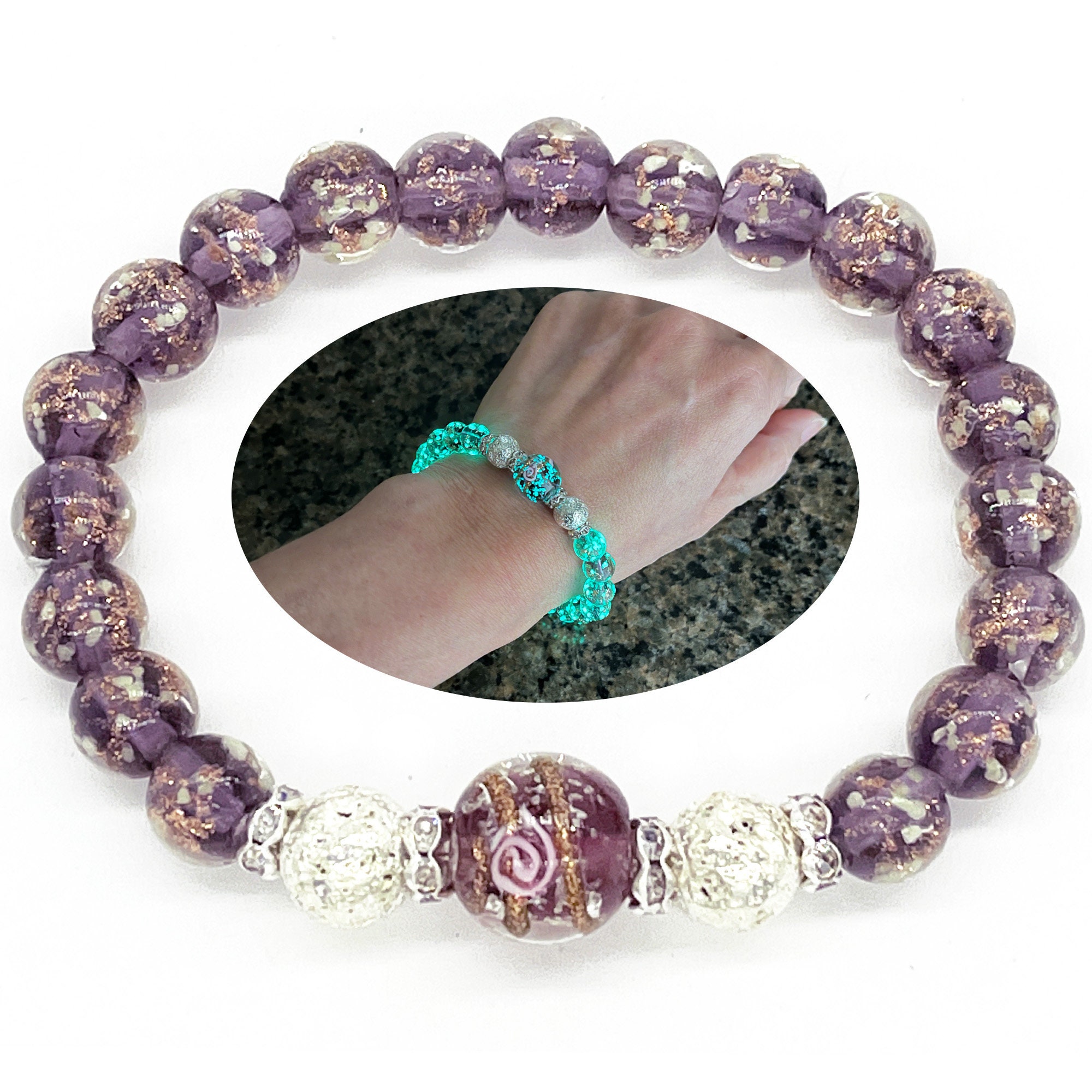HOPE INSPIRED Enchanted Mermaid Glass Bracelet with Long Pebble Shaped  Illuminating Beads